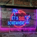 ADVPRO It's 5 pm Somewhere Bar Beer Cocktails Dual Color LED Neon Sign st6-i2090 - Blue & Red