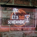 ADVPRO It's 5 pm Somewhere Bar Beer Cocktails Dual Color LED Neon Sign st6-i2090 - White & Orange