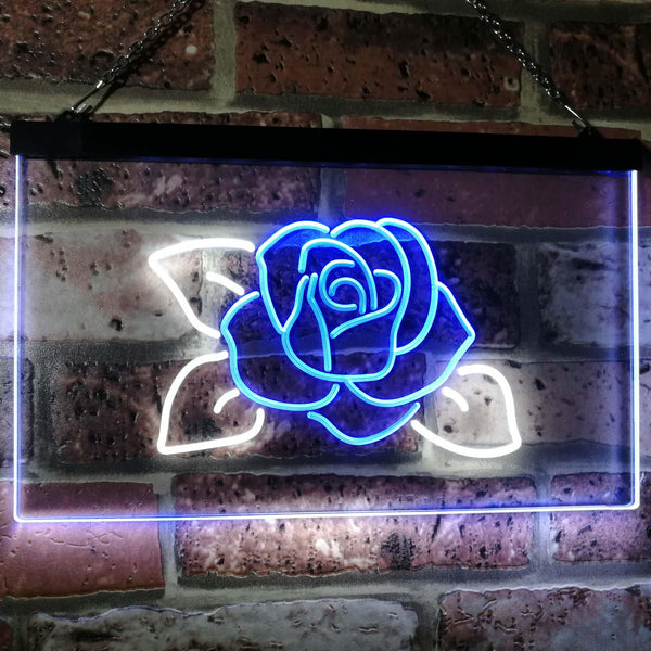 ADVPRO Rose Flower Home Decor Dual Color LED Neon Sign st6-i2095 - White & Blue