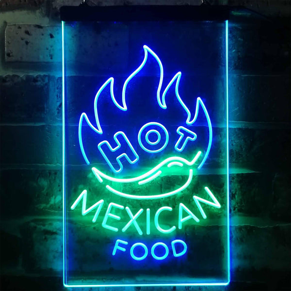 ADVPRO Hot Mexican Food Bar  Dual Color LED Neon Sign st6-i2101 - Green & Blue