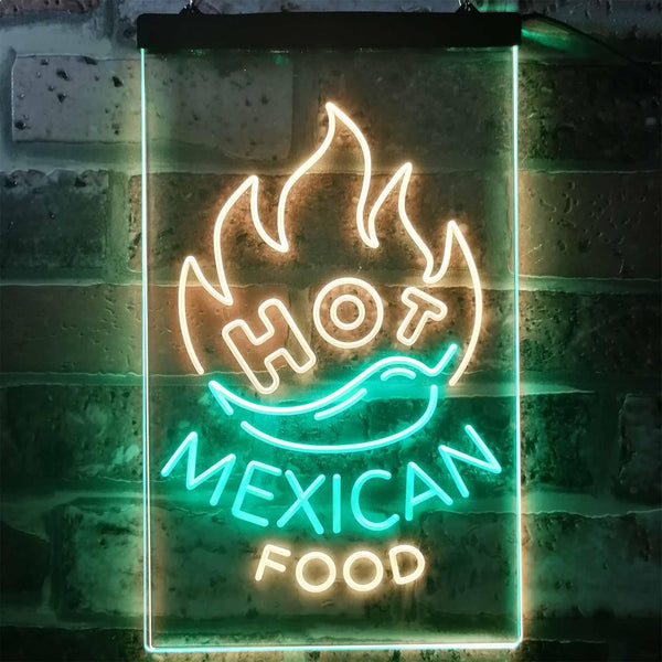ADVPRO Hot Mexican Food Bar  Dual Color LED Neon Sign st6-i2101 - Green & Yellow