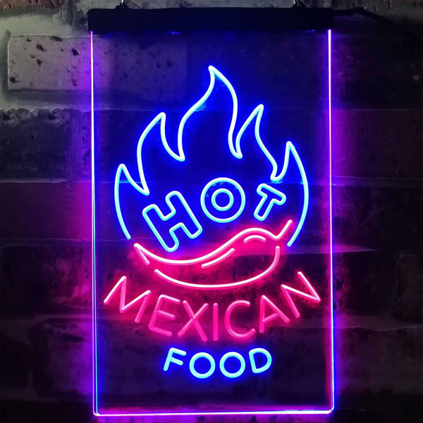 ADVPRO Hot Mexican Food Bar  Dual Color LED Neon Sign st6-i2101 - Red & Blue