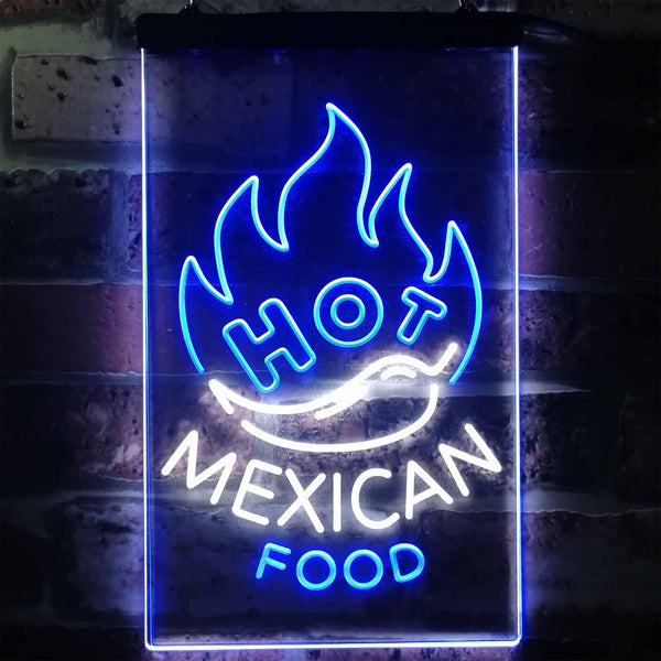 ADVPRO Hot Mexican Food Bar  Dual Color LED Neon Sign st6-i2101 - White & Blue
