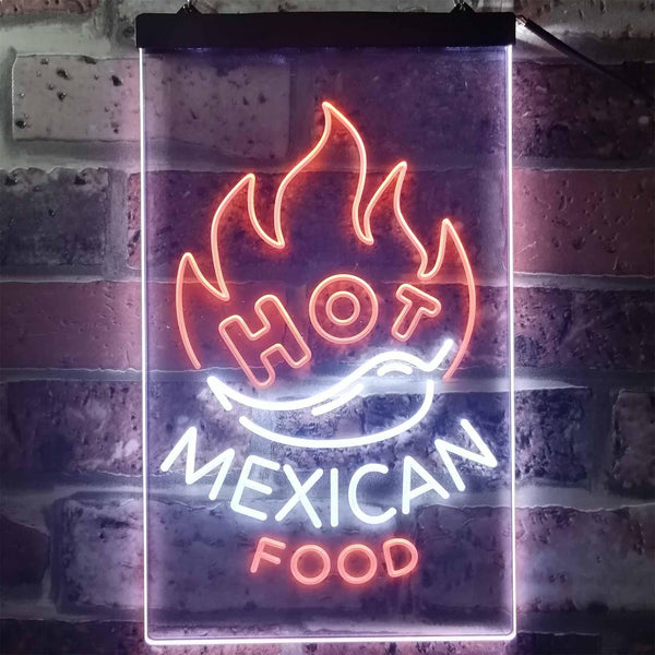 ADVPRO Hot Mexican Food Bar  Dual Color LED Neon Sign st6-i2101 - White & Orange