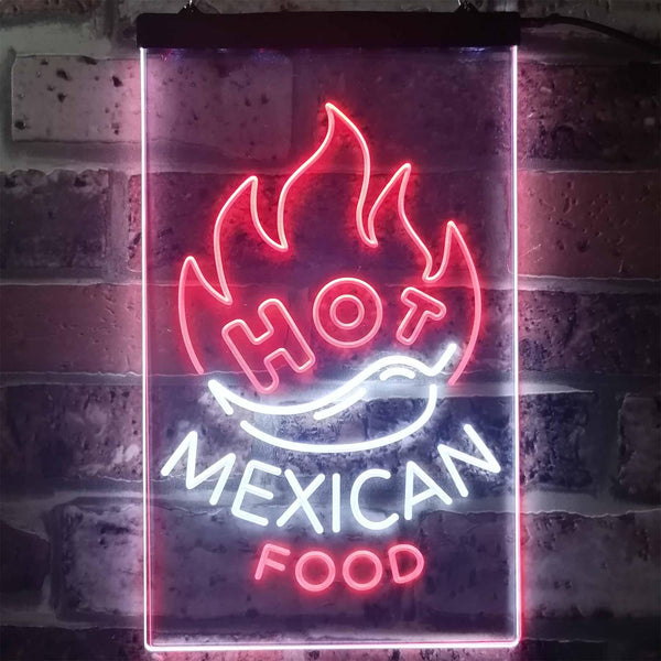 ADVPRO Hot Mexican Food Bar  Dual Color LED Neon Sign st6-i2101 - White & Red