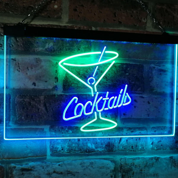 ADVPRO Cocktails Glass Bar Club Beer Decor Dual Color LED Neon Sign st6-i2112 - Green & Blue