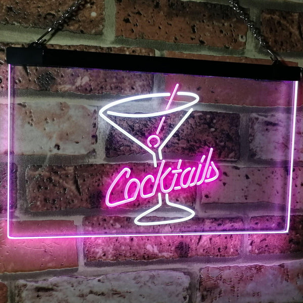 ADVPRO Cocktails Glass Bar Club Beer Decor Dual Color LED Neon Sign st6-i2112 - White & Purple