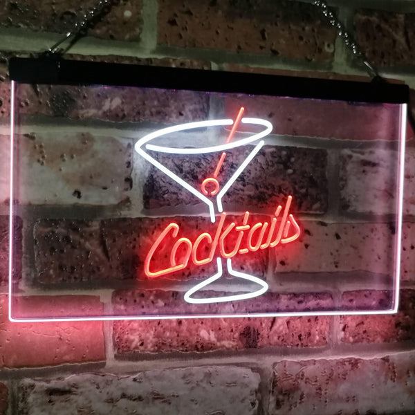 ADVPRO Cocktails Glass Bar Club Beer Decor Dual Color LED Neon Sign st6-i2112 - White & Red