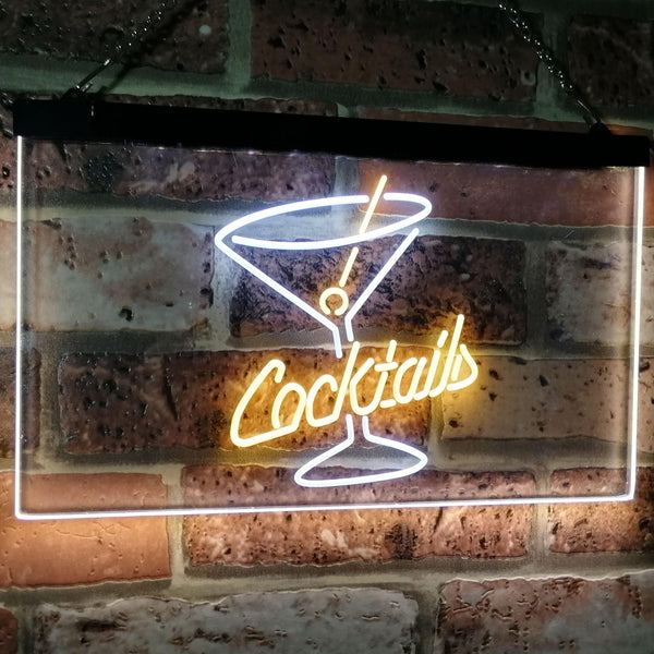ADVPRO Cocktails Glass Bar Club Beer Decor Dual Color LED Neon Sign st6-i2112 - White & Yellow