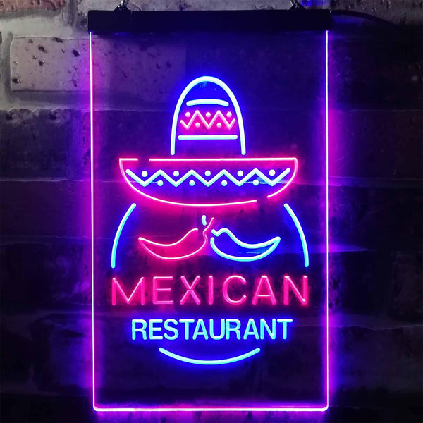 ADVPRO Mexican Restaurant Food Bar  Dual Color LED Neon Sign st6-i2116 - Blue & Red