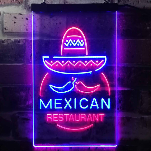 ADVPRO Mexican Restaurant Food Bar  Dual Color LED Neon Sign st6-i2116 - Red & Blue