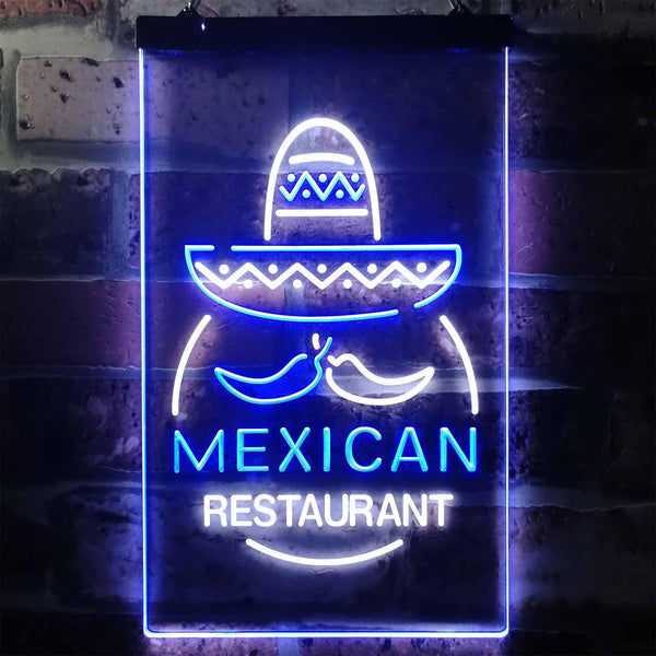 ADVPRO Mexican Restaurant Food Bar  Dual Color LED Neon Sign st6-i2116 - White & Blue