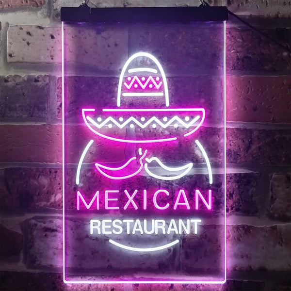 ADVPRO Mexican Restaurant Food Bar  Dual Color LED Neon Sign st6-i2116 - White & Purple