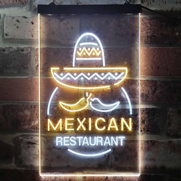 ADVPRO Mexican Restaurant Food Bar  Dual Color LED Neon Sign st6-i2116 - White & Yellow