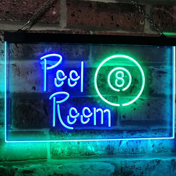 ADVPRO Pool Room 8 Ball Man Cave Dual Color LED Neon Sign st6-i2123 - Green & Blue