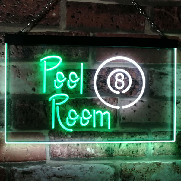 ADVPRO Pool Room 8 Ball Man Cave Dual Color LED Neon Sign st6-i2123 - White & Green