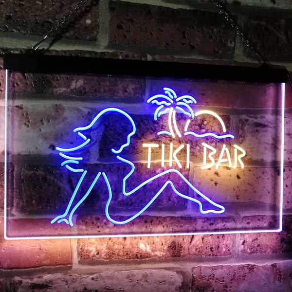 ADVPRO Tiki Bar Sexy Girl Beer Club Dual Color LED Neon Sign st6-i2126 - Blue & Yellow
