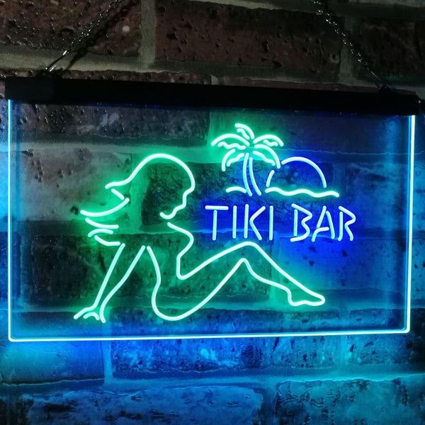 ADVPRO Tiki Bar Sexy Girl Beer Club Dual Color LED Neon Sign st6-i2126 - Green & Blue