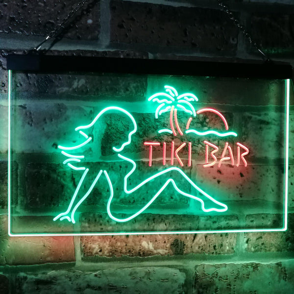 ADVPRO Tiki Bar Sexy Girl Beer Club Dual Color LED Neon Sign st6-i2126 - Green & Red