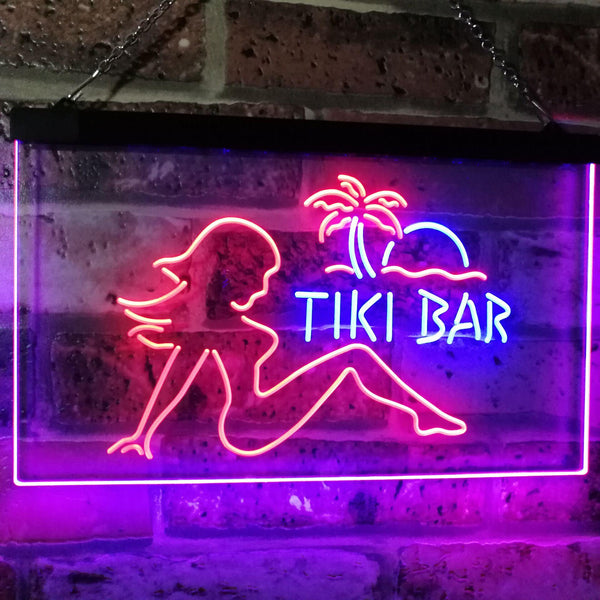 ADVPRO Tiki Bar Sexy Girl Beer Club Dual Color LED Neon Sign st6-i2126 - Red & Blue