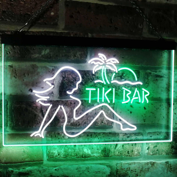 ADVPRO Tiki Bar Sexy Girl Beer Club Dual Color LED Neon Sign st6-i2126 - White & Green