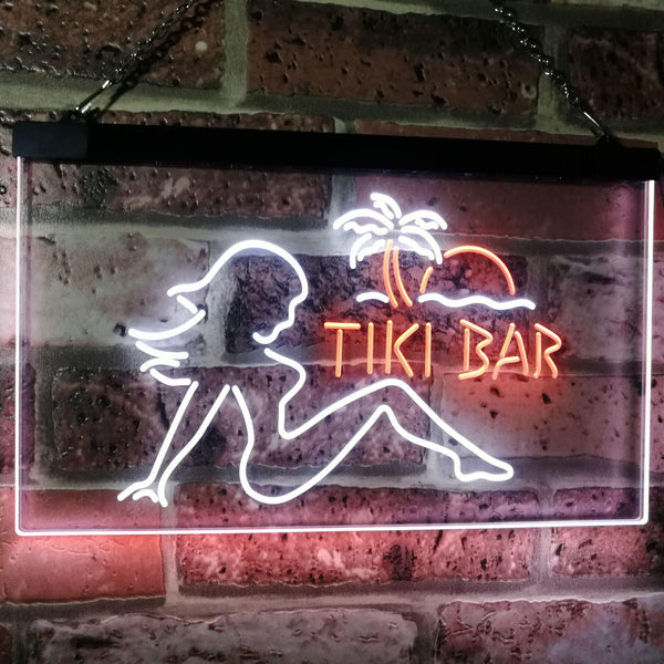 ADVPRO Tiki Bar Sexy Girl Beer Club Dual Color LED Neon Sign st6-i2126 - White & Orange