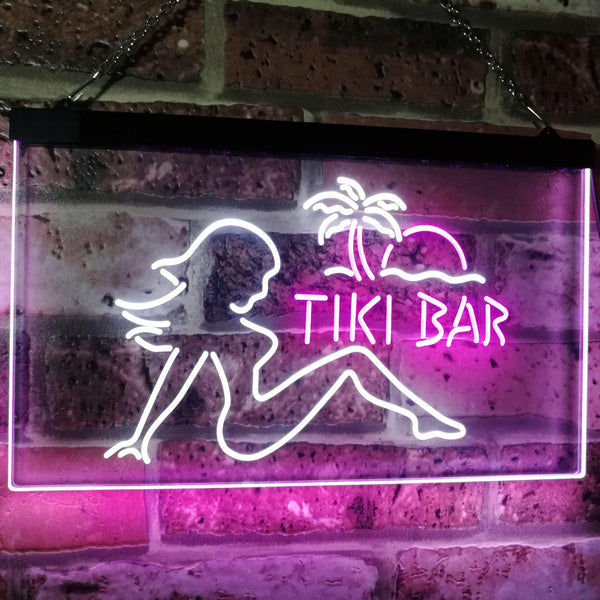 ADVPRO Tiki Bar Sexy Girl Beer Club Dual Color LED Neon Sign st6-i2126 - White & Purple
