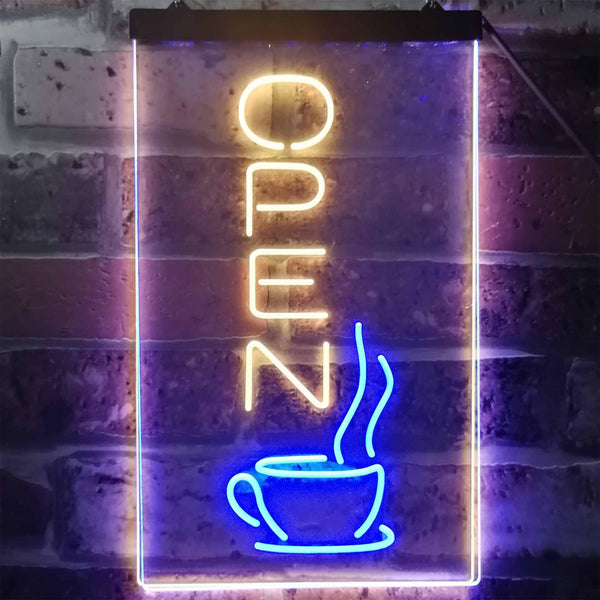 ADVPRO Open Coffee Tea Time Cafe Kitchen Display  Dual Color LED Neon Sign st6-i2129 - Blue & Yellow