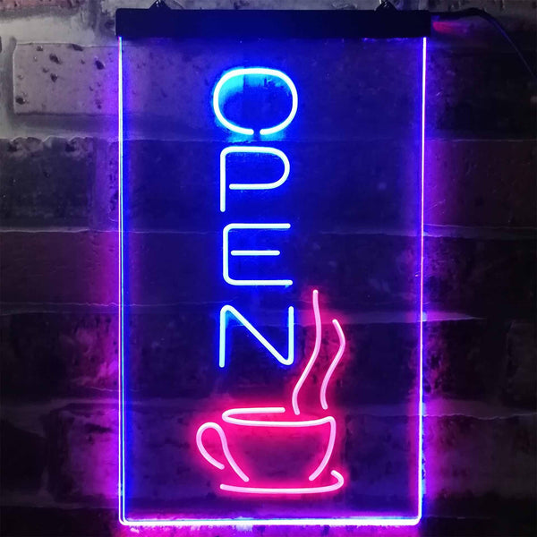 ADVPRO Open Coffee Tea Time Cafe Kitchen Display  Dual Color LED Neon Sign st6-i2129 - Red & Blue