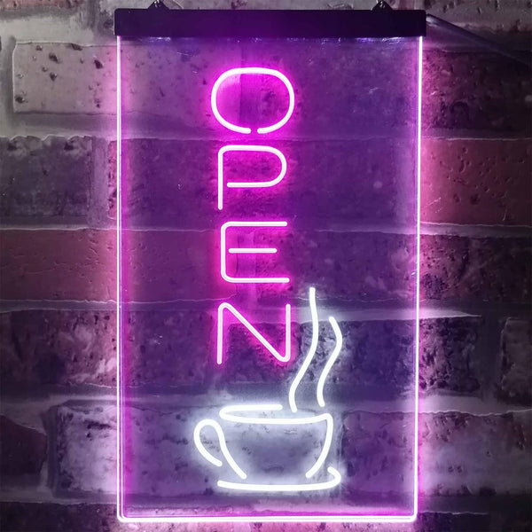 ADVPRO Open Coffee Tea Time Cafe Kitchen Display  Dual Color LED Neon Sign st6-i2129 - White & Purple