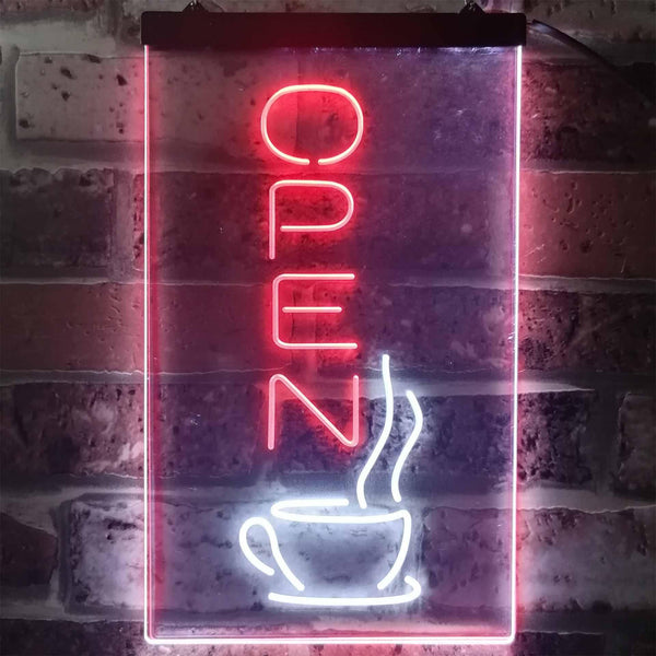 ADVPRO Open Coffee Tea Time Cafe Kitchen Display  Dual Color LED Neon Sign st6-i2129 - White & Red