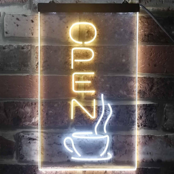 ADVPRO Open Coffee Tea Time Cafe Kitchen Display  Dual Color LED Neon Sign st6-i2129 - White & Yellow