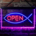 ADVPRO Christian Fish Open Display Dual Color LED Neon Sign st6-i2130 - Blue & Red