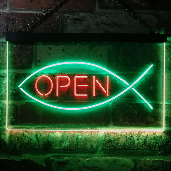 ADVPRO Christian Fish Open Display Dual Color LED Neon Sign st6-i2130 - Green & Red