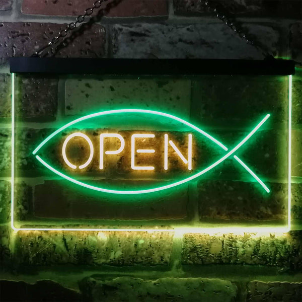ADVPRO Christian Fish Open Display Dual Color LED Neon Sign st6-i2130 - Green & Yellow