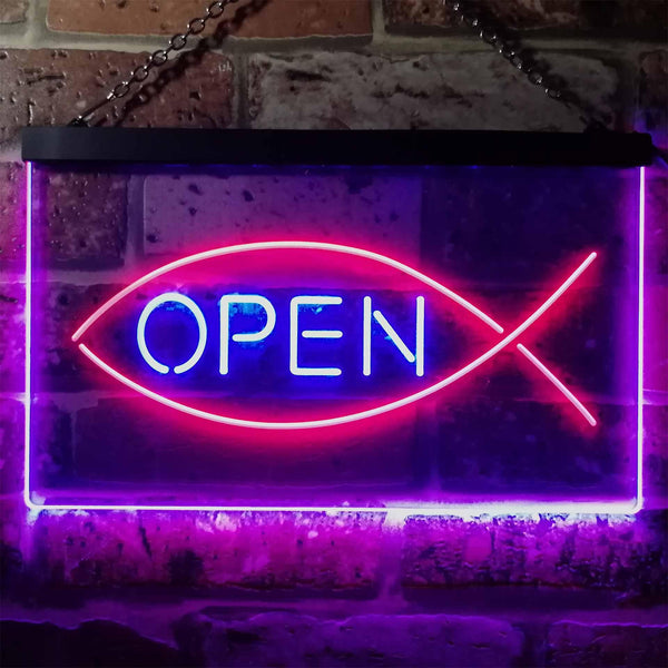 ADVPRO Christian Fish Open Display Dual Color LED Neon Sign st6-i2130 - Red & Blue