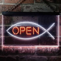 ADVPRO Christian Fish Open Display Dual Color LED Neon Sign st6-i2130 - White & Orange