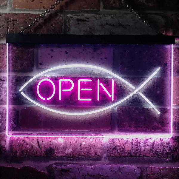 ADVPRO Christian Fish Open Display Dual Color LED Neon Sign st6-i2130 - White & Purple