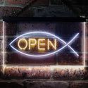 ADVPRO Christian Fish Open Display Dual Color LED Neon Sign st6-i2130 - White & Yellow