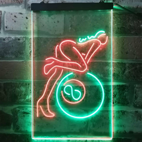 ADVPRO Lady Billiards Snooker 8 Ball Pool Room  Dual Color LED Neon Sign st6-i2168 - Green & Red