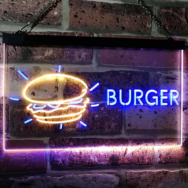 ADVPRO Burger Kitchen Decoration Dual Color LED Neon Sign st6-i2177 - Blue & Yellow