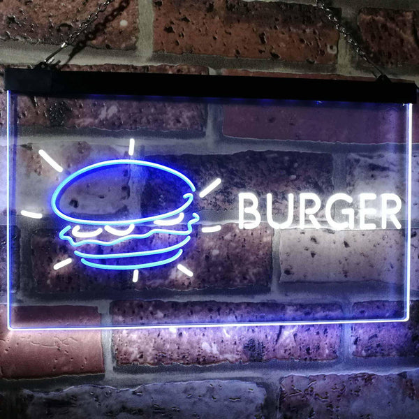 ADVPRO Burger Kitchen Decoration Dual Color LED Neon Sign st6-i2177 - White & Blue