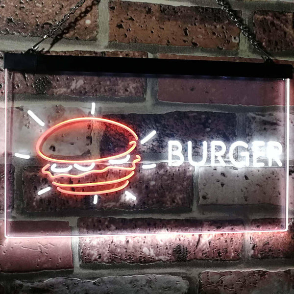 ADVPRO Burger Kitchen Decoration Dual Color LED Neon Sign st6-i2177 - White & Orange