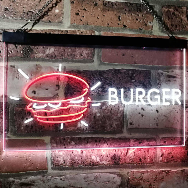 ADVPRO Burger Kitchen Decoration Dual Color LED Neon Sign st6-i2177 - White & Red