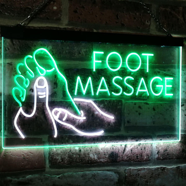 ADVPRO Foot Massage Walk-in-Welcome Open Dual Color LED Neon Sign st6-i2178 - White & Green