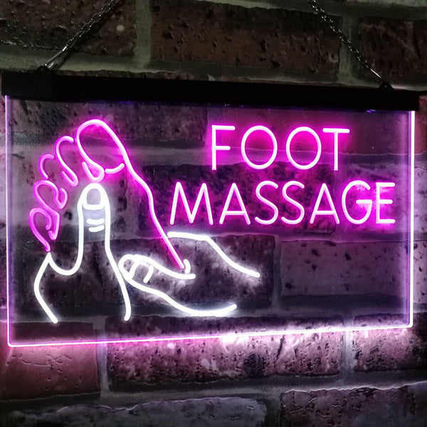 ADVPRO Foot Massage Walk-in-Welcome Open Dual Color LED Neon Sign st6-i2178 - White & Purple