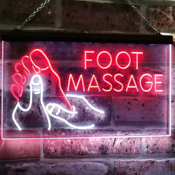ADVPRO Foot Massage Walk-in-Welcome Open Dual Color LED Neon Sign st6-i2178 - White & Red