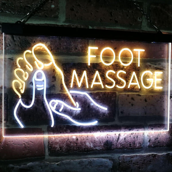 ADVPRO Foot Massage Walk-in-Welcome Open Dual Color LED Neon Sign st6-i2178 - White & Yellow
