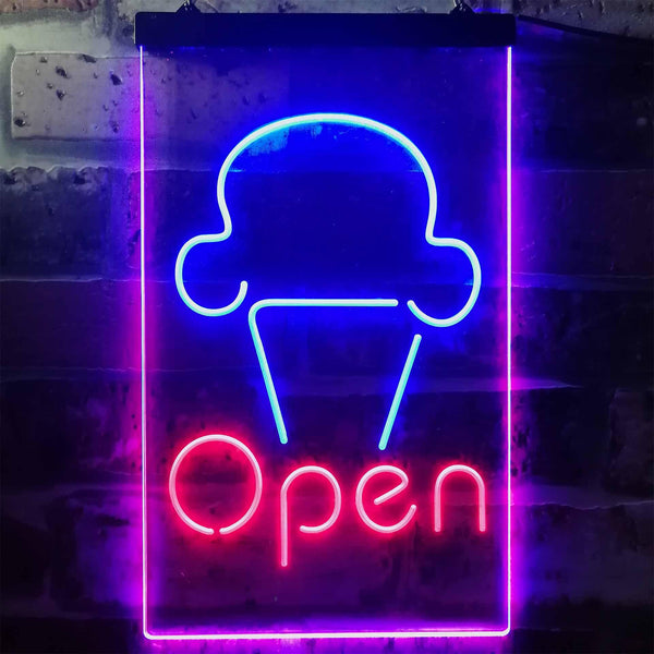 ADVPRO Open Ice Cream Shop Store Home Decor  Dual Color LED Neon Sign st6-i2185 - Blue & Red