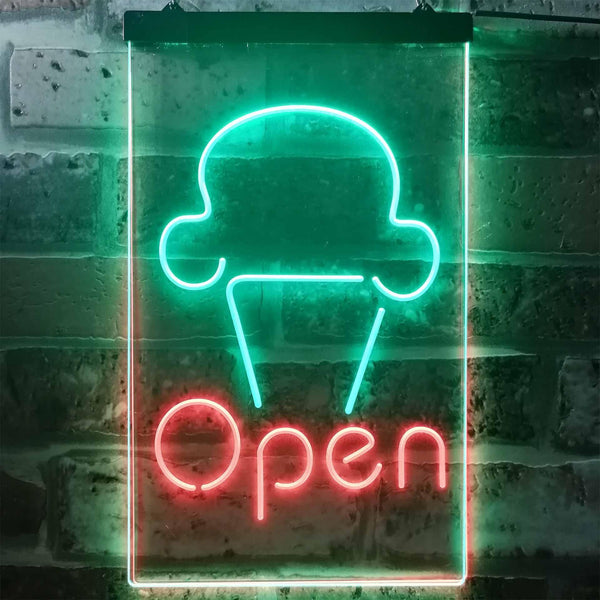 ADVPRO Open Ice Cream Shop Store Home Decor  Dual Color LED Neon Sign st6-i2185 - Green & Red